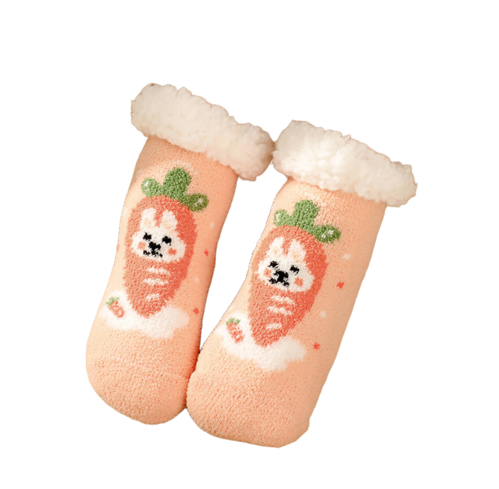 AUQ Socks Fun Patterns Fuzzy Socks,Adorable Girls Socks for Stylish Lounging,Carrot,Aged 3-6 Years